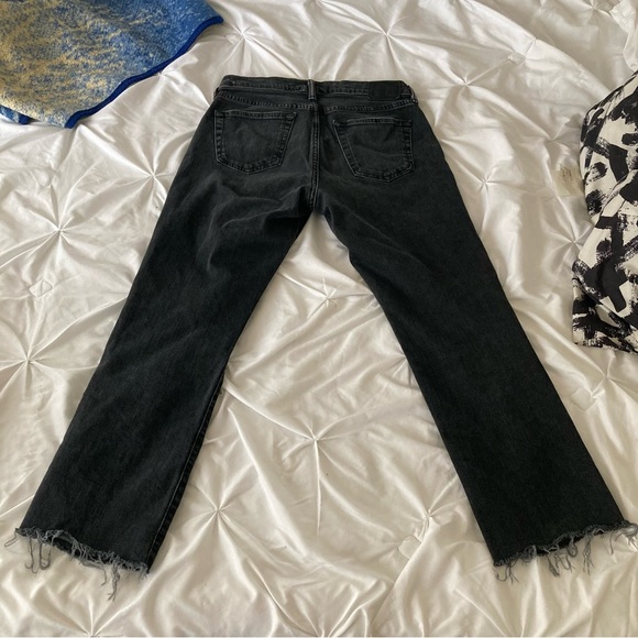 Abercrombie & Fitch Kennan Straight 30x32 black distressed raw hem stretch jeans - Picture 8 of 10